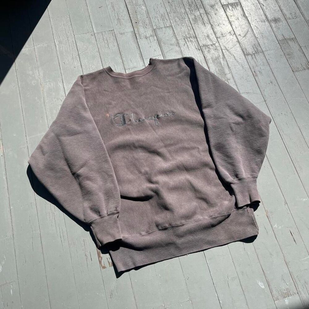 Vintage 90s Champion Reverse Weave Spellout Mocha Brown Crewneck Sweatshirt